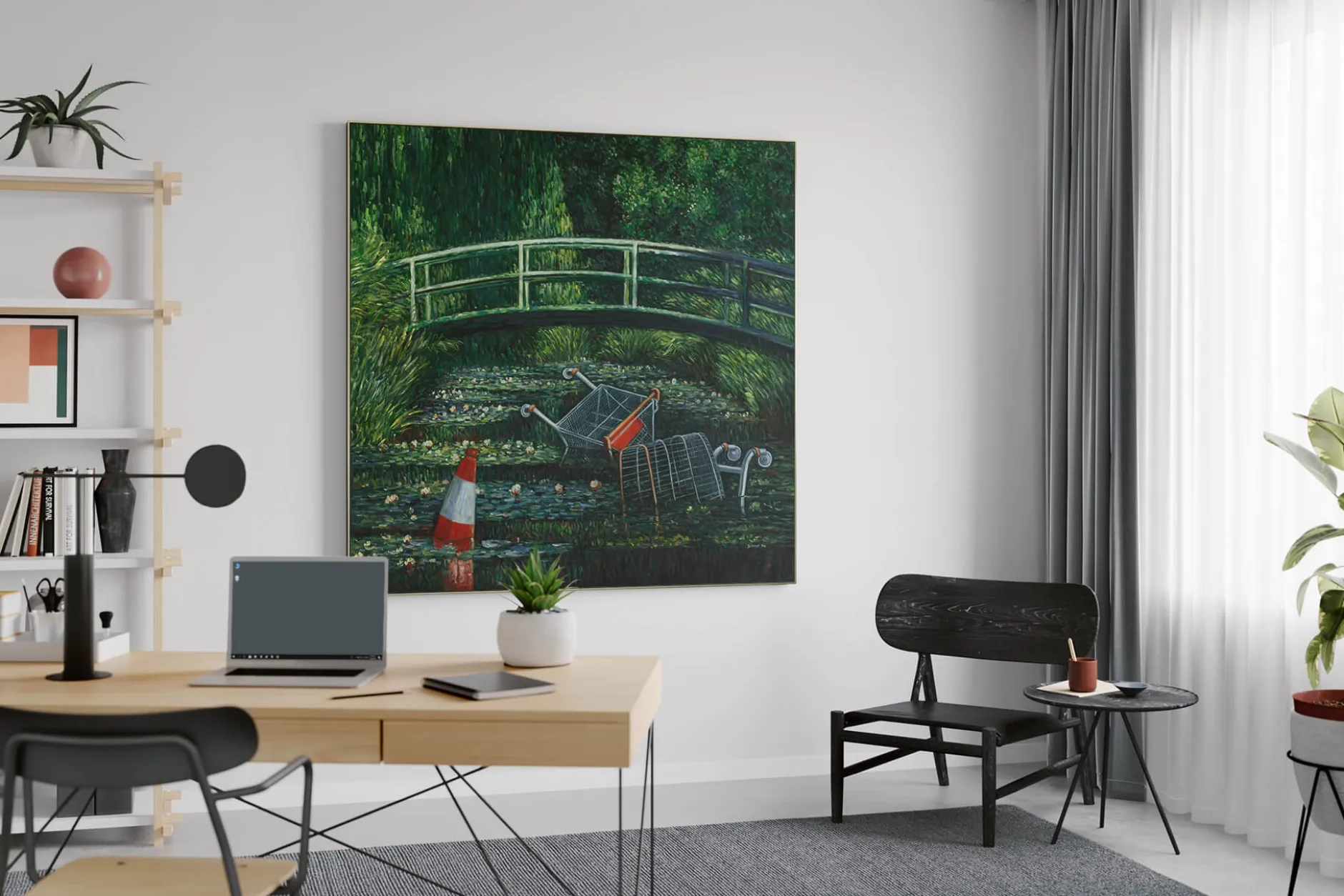 XXL Öl Gemälde 'Banksy's Monet 2.0' | Handgemaltes Unikat
