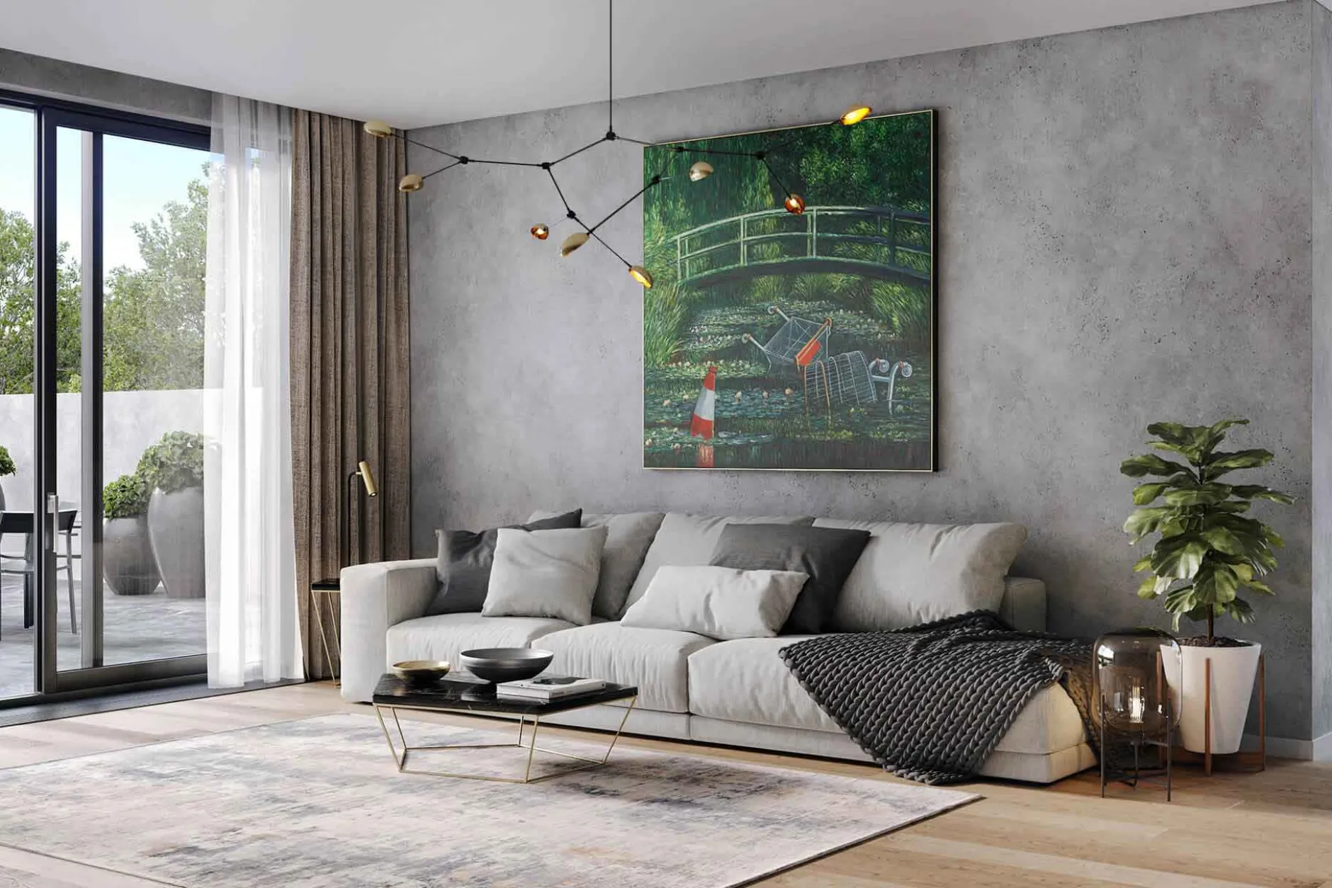 XXL Öl Gemälde 'Banksy's Monet 2.0' | Handgemaltes Unikat