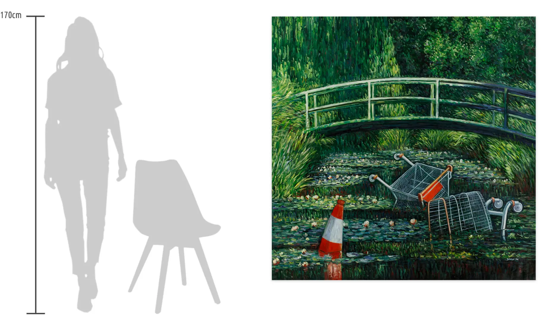 XXL Öl Gemälde 'Banksy's Monet 2.0' | Handgemaltes Unikat