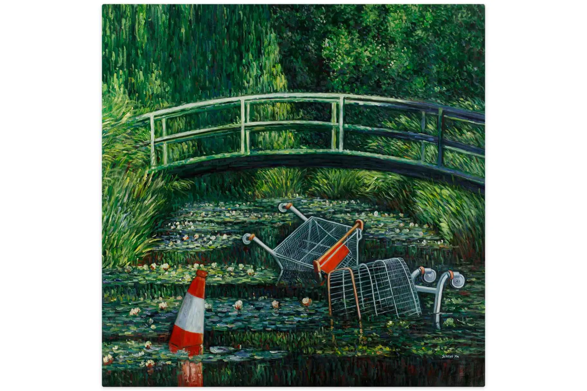 XXL Öl Gemälde 'Banksy's Monet 2.0' | Handgemaltes Unikat