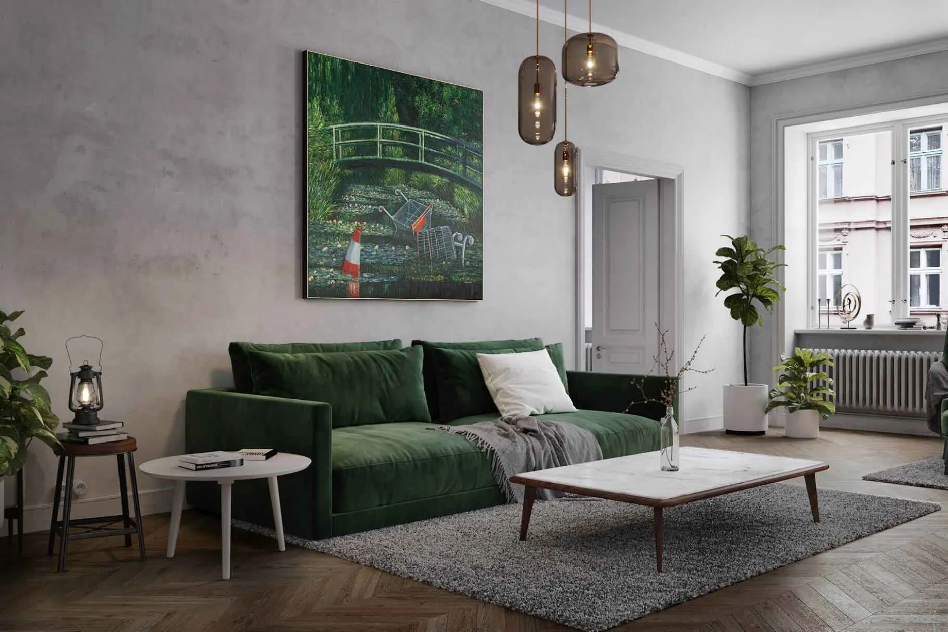 XXL Öl Gemälde 'Banksy's Monet 2.0' | Handgemaltes Unikat