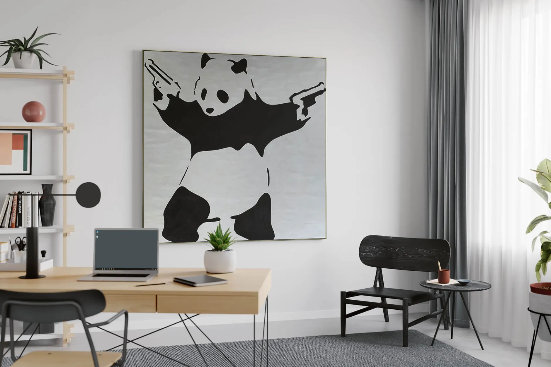 XXL Öl Gemälde 'Banksy's Panda' | Handgemaltes Unikat
