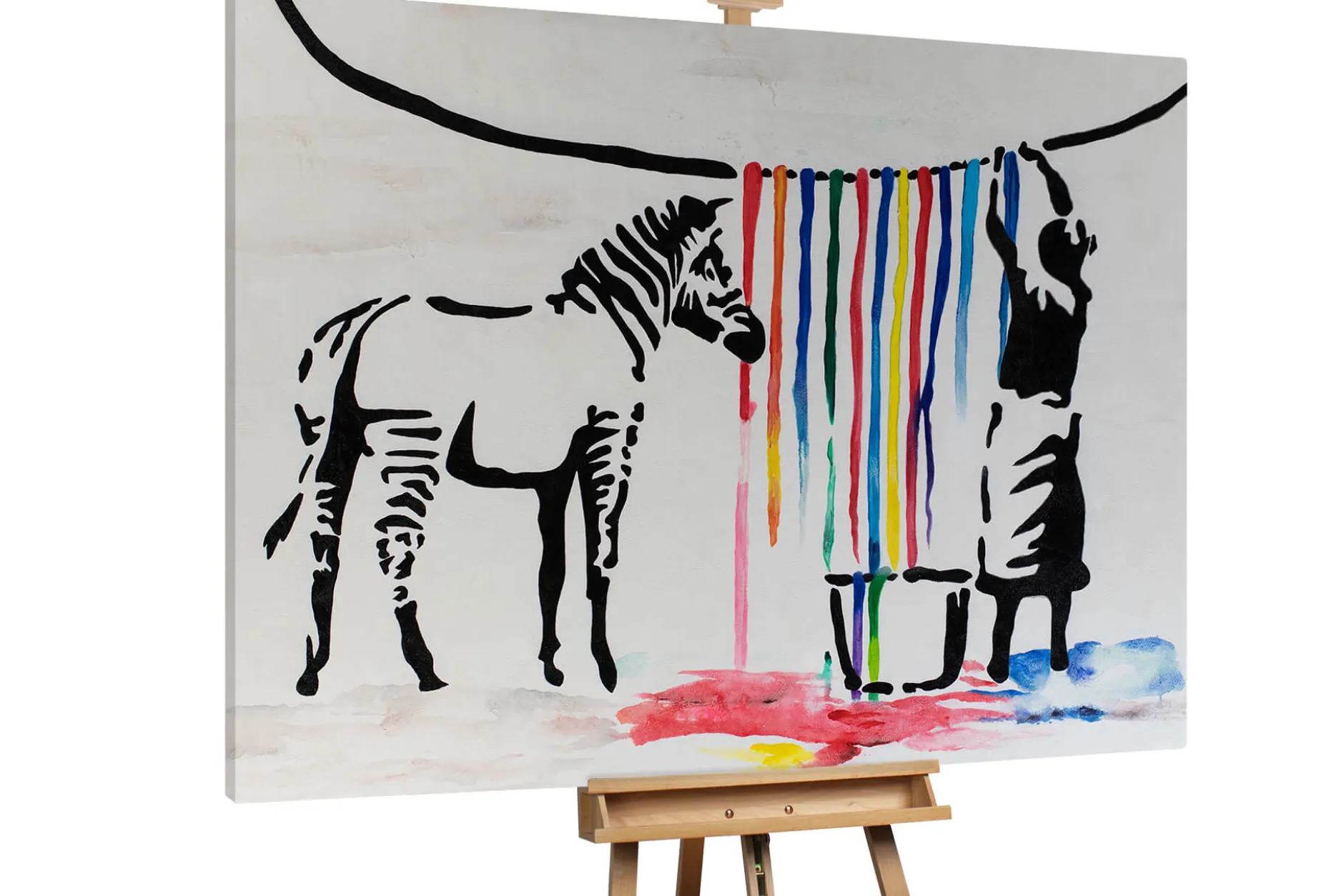 XXL Öl Gemälde 'Banksy's Zebra' | Handgemaltes Unikat