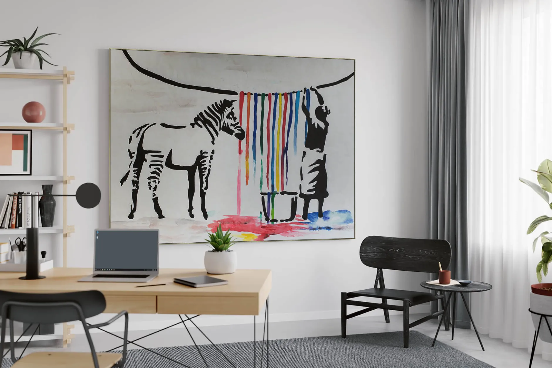 XXL Öl Gemälde 'Banksy's Zebra' | Handgemaltes Unikat