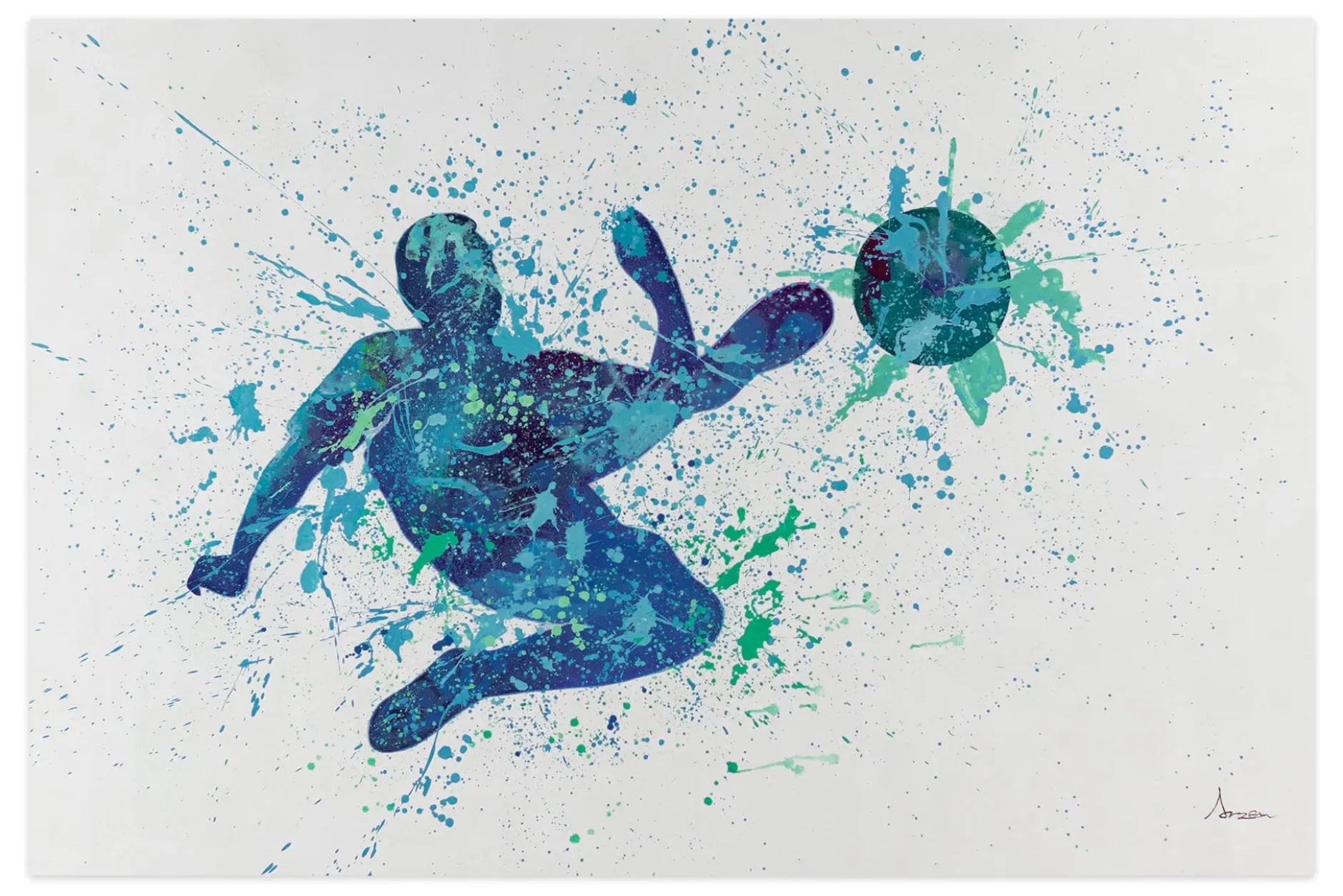 XXL Öl Gemälde 'Beautiful Football Kick' | Handgemaltes Unikat