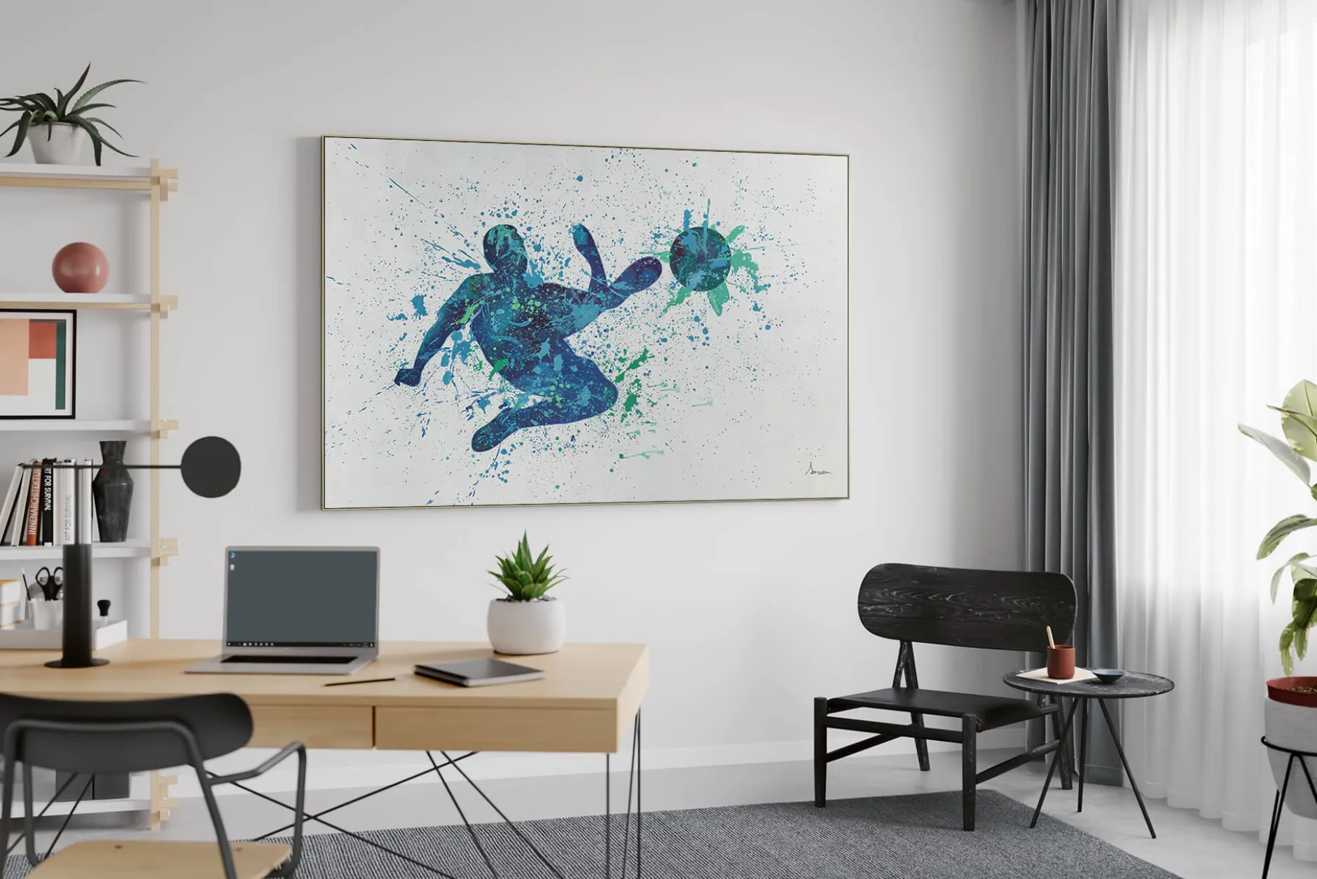 XXL Öl Gemälde 'Beautiful Football Kick' | Handgemaltes Unikat