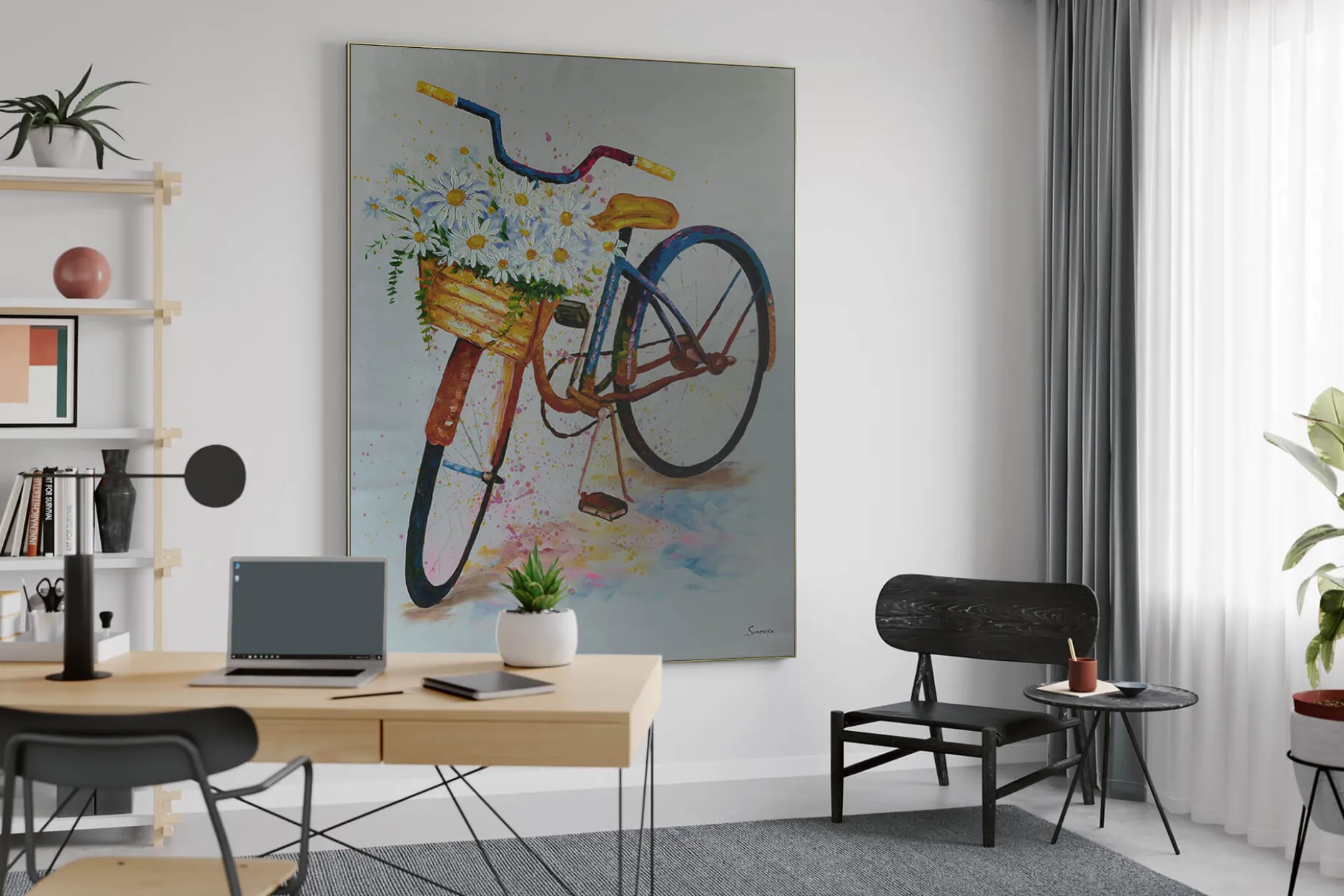 XXL Öl Gemälde 'Bicycle Tour' | Handgemaltes Unikat
