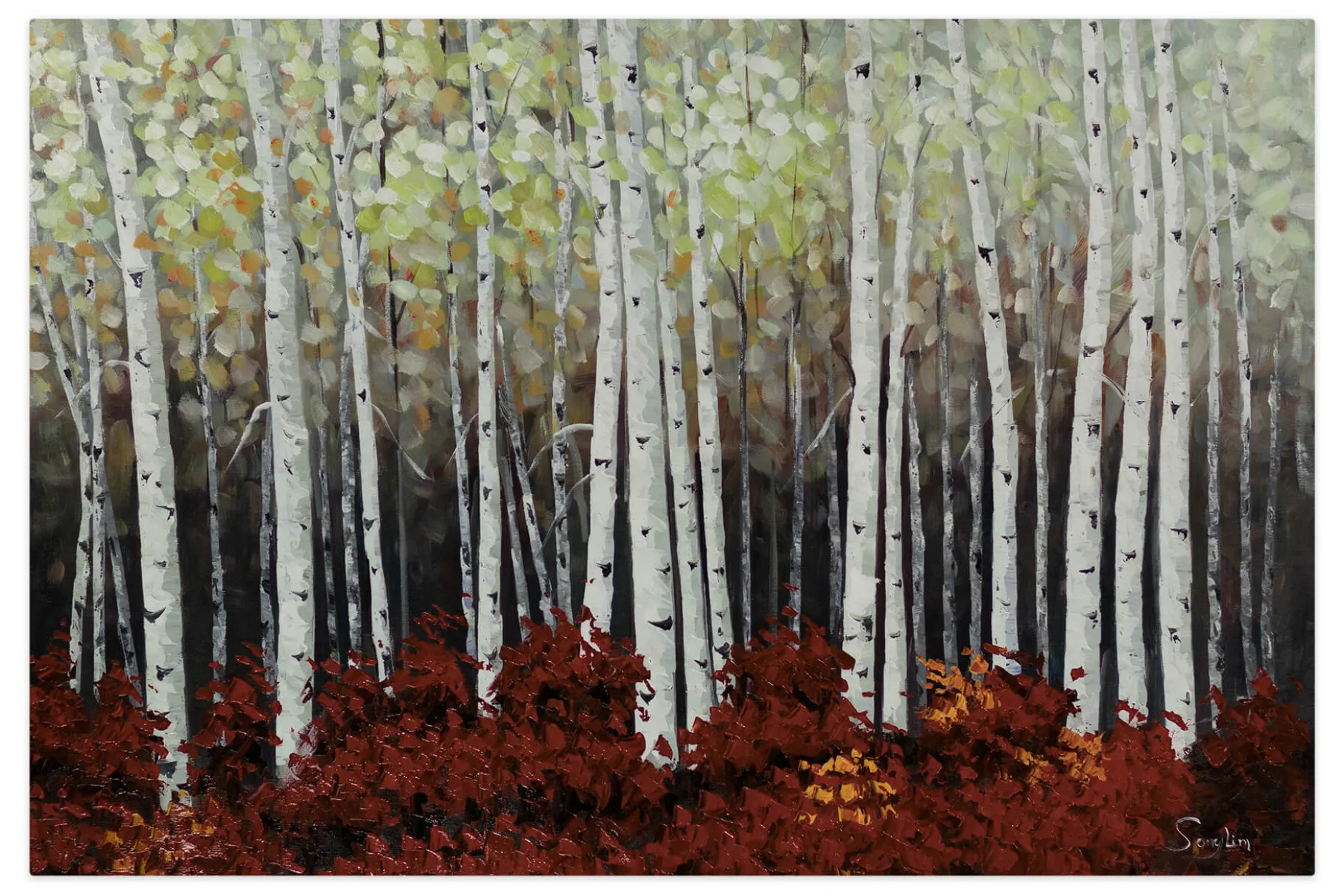 XXL Öl Gemälde 'Birch Grove' | Handgemaltes Unikat
