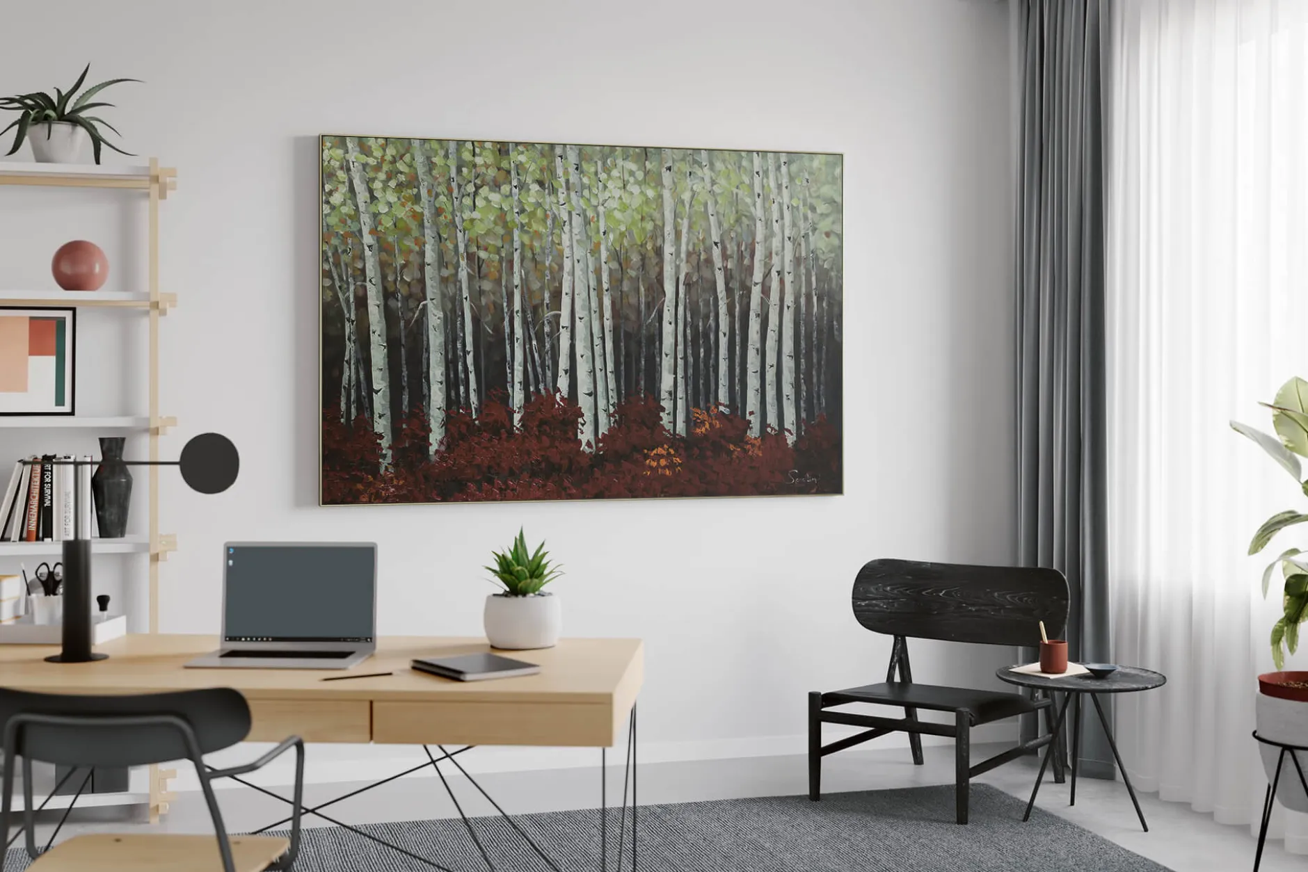 XXL Öl Gemälde 'Birch Grove' | Handgemaltes Unikat