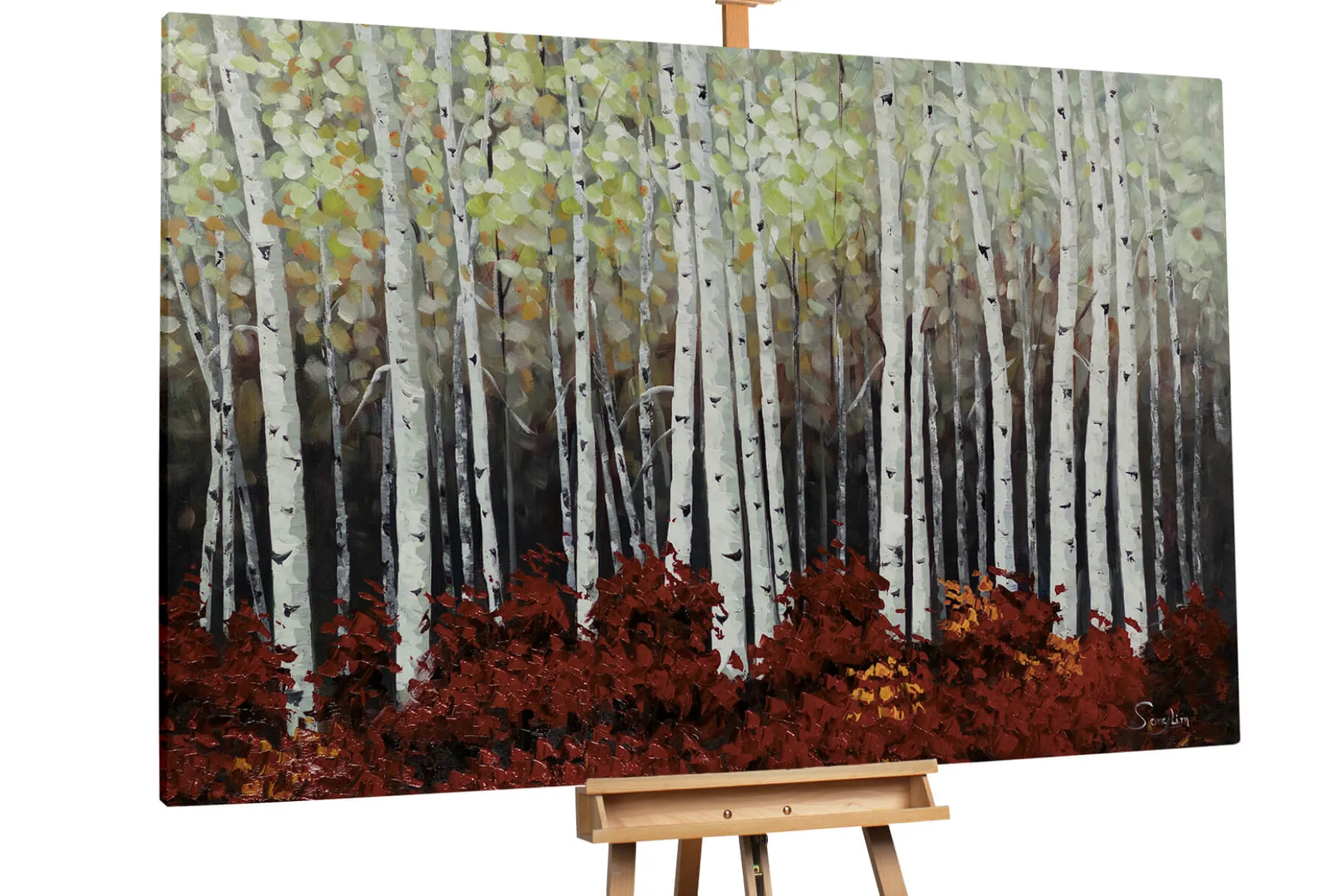 XXL Öl Gemälde 'Birch Grove' | Handgemaltes Unikat