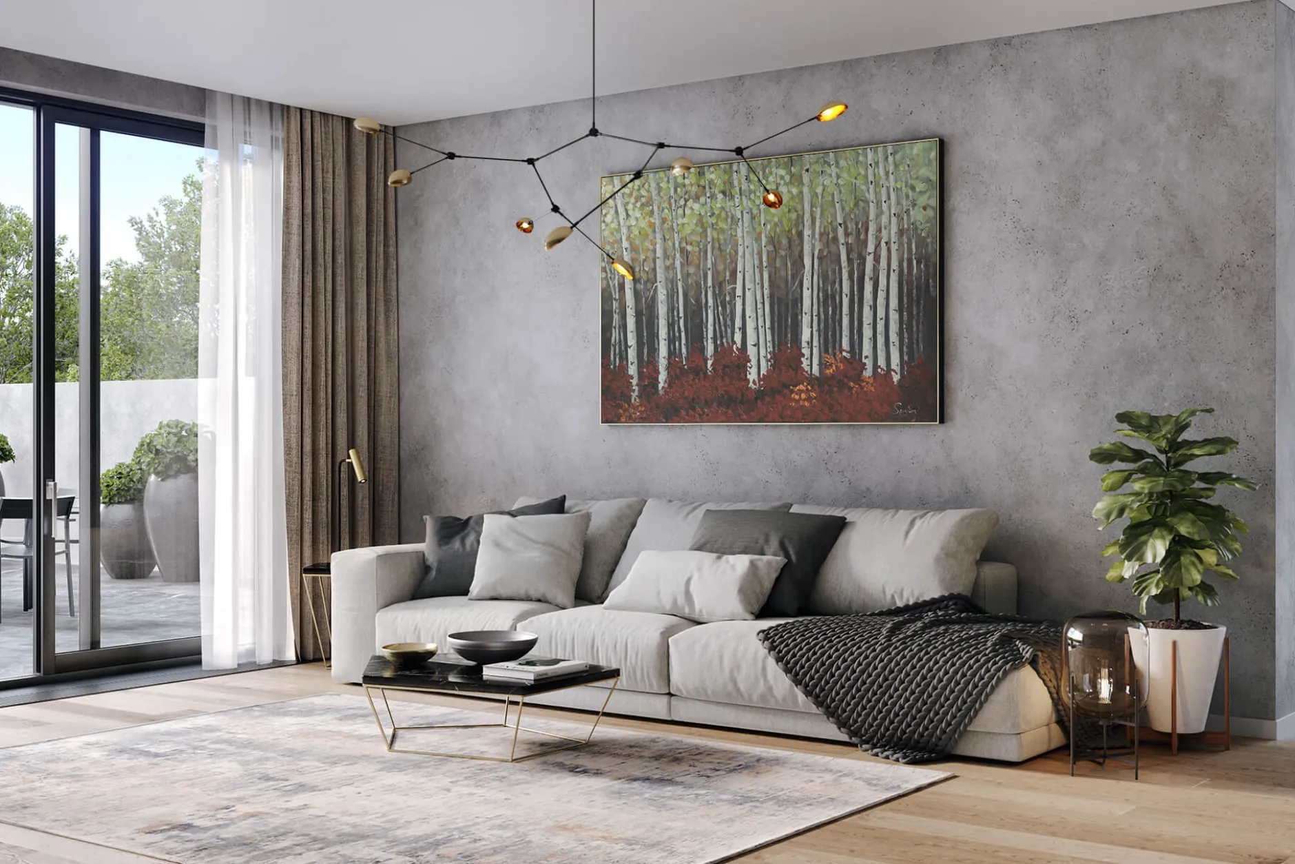 XXL Öl Gemälde 'Birch Grove' | Handgemaltes Unikat