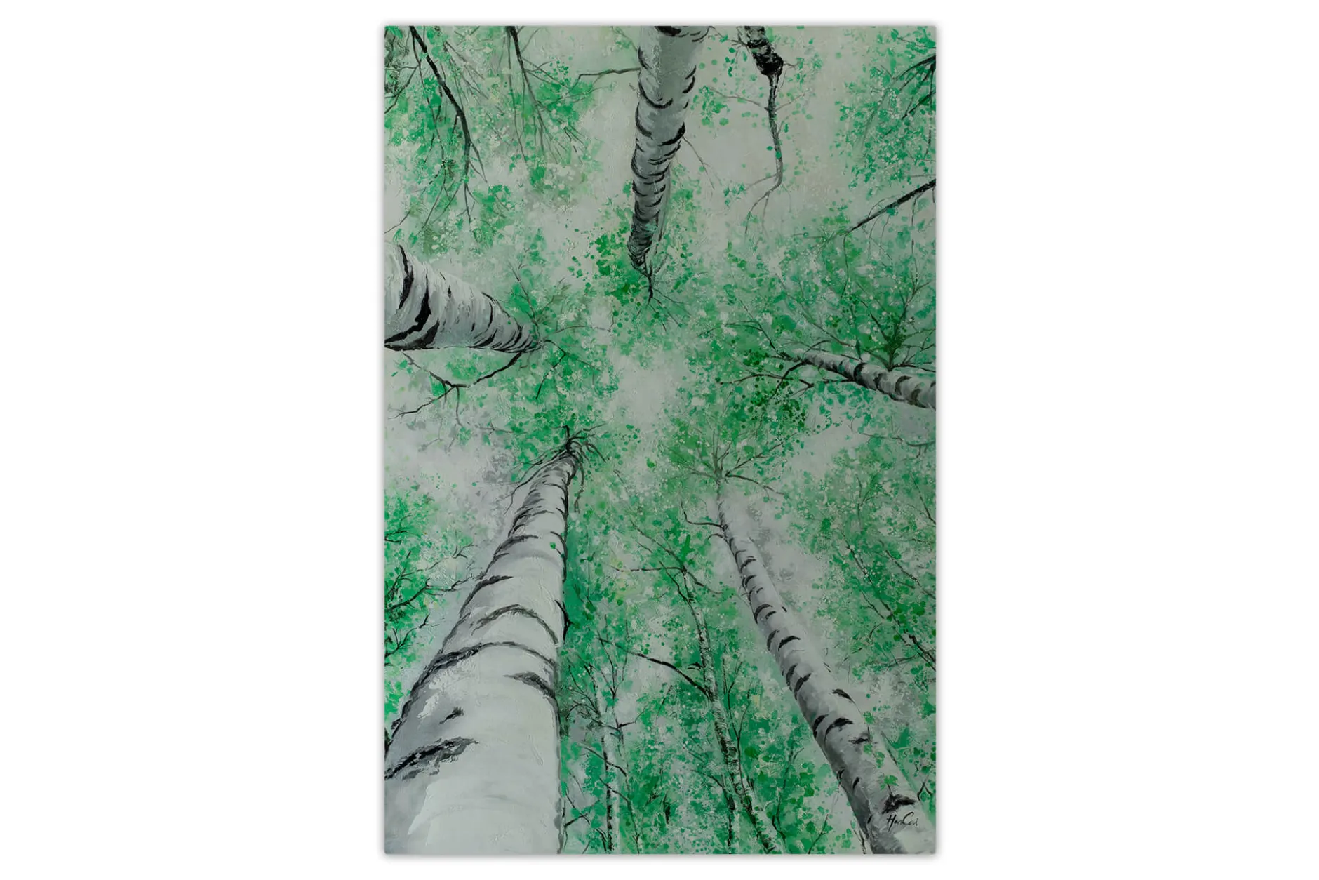 XXL Öl Gemälde 'Birch Tree Canopy' | Handgemaltes Unikat
