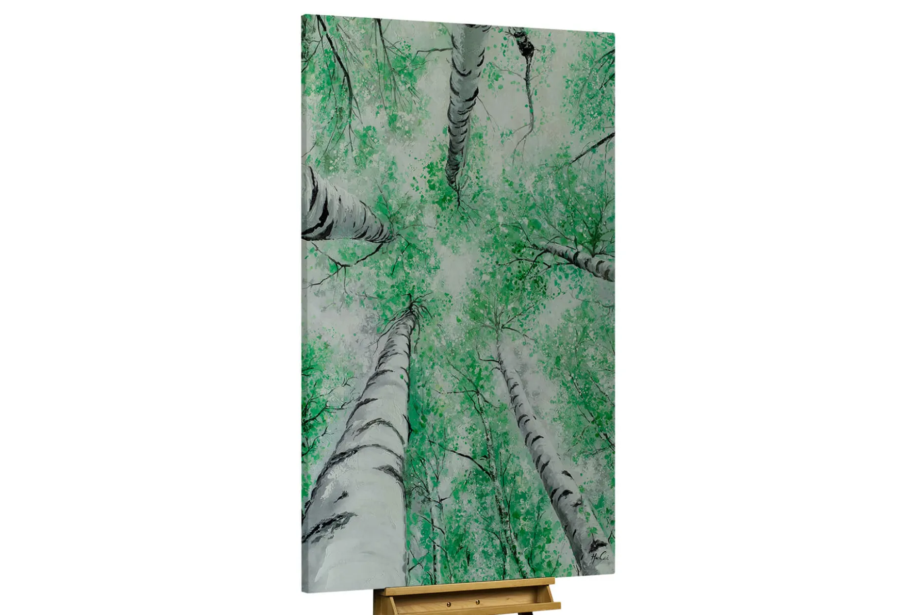 XXL Öl Gemälde 'Birch Tree Canopy' | Handgemaltes Unikat