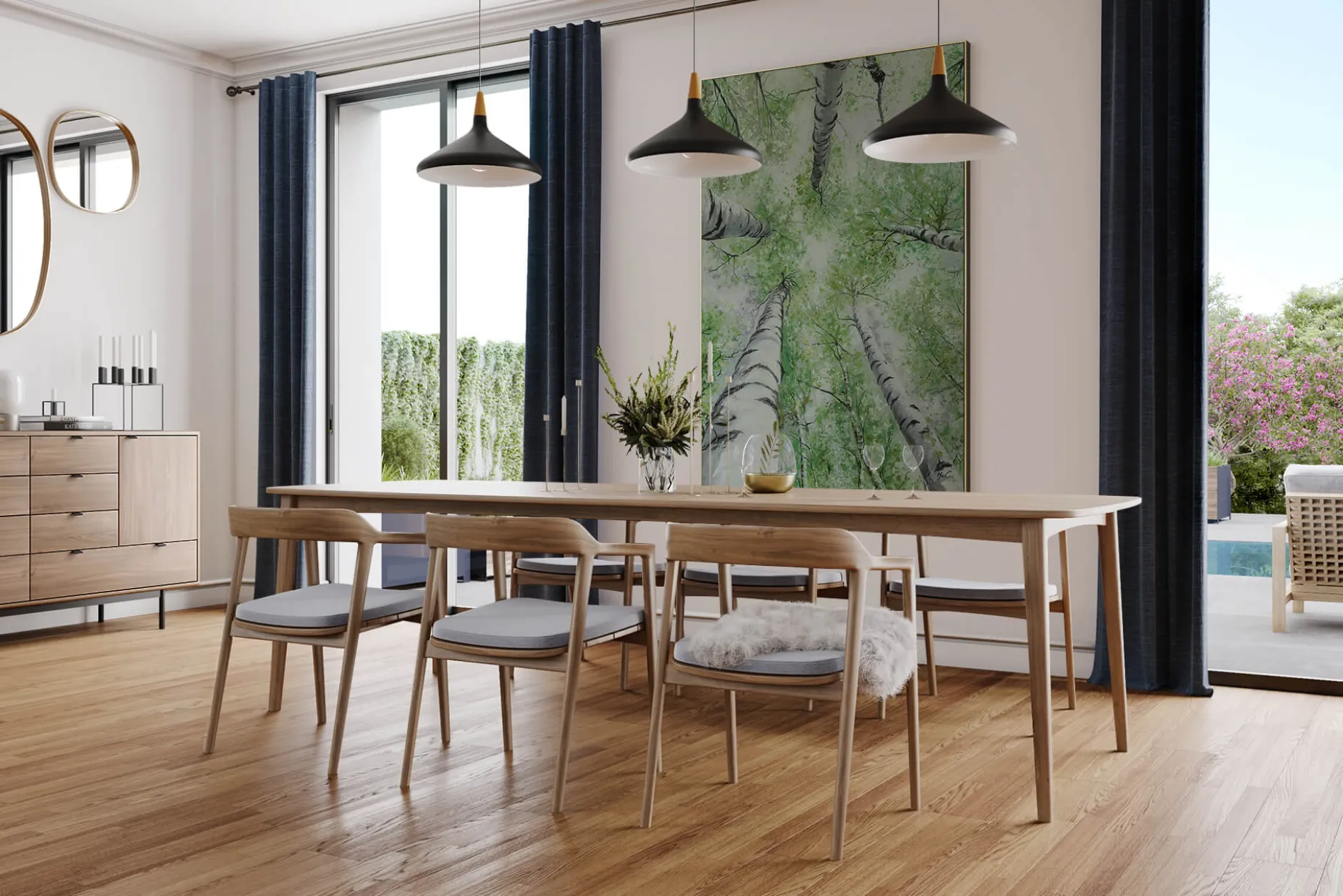 XXL Öl Gemälde 'Birch Tree Canopy' | Handgemaltes Unikat