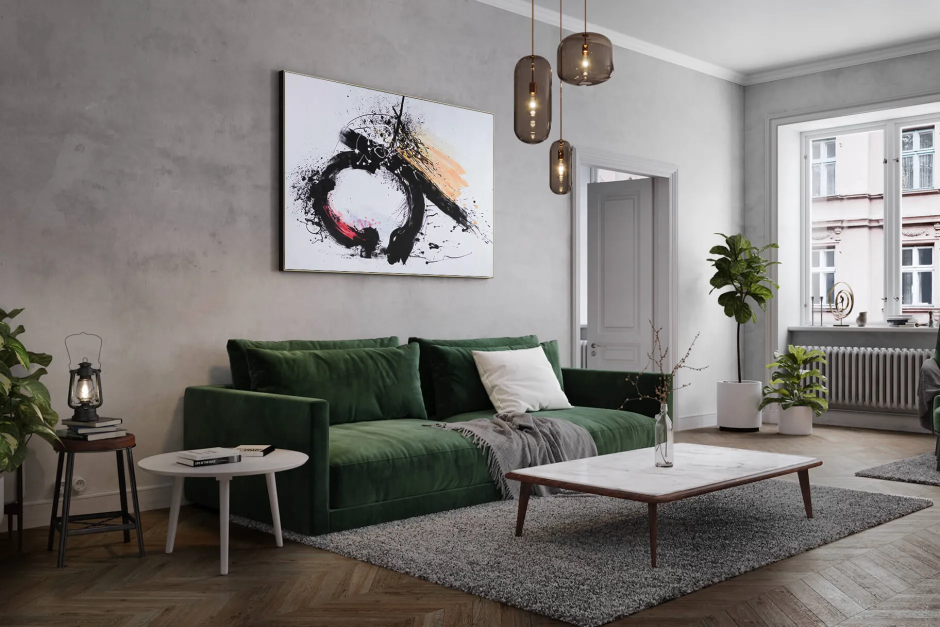 XXL Öl Gemälde 'Black Circle' | Handgemaltes Unikat