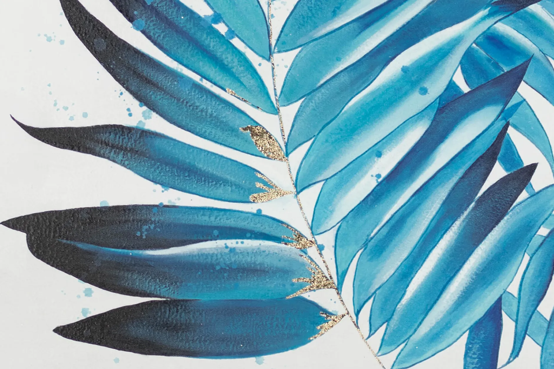 XXL Öl Gemälde 'Blauer Blättertanz' | Handgemaltes Unikat