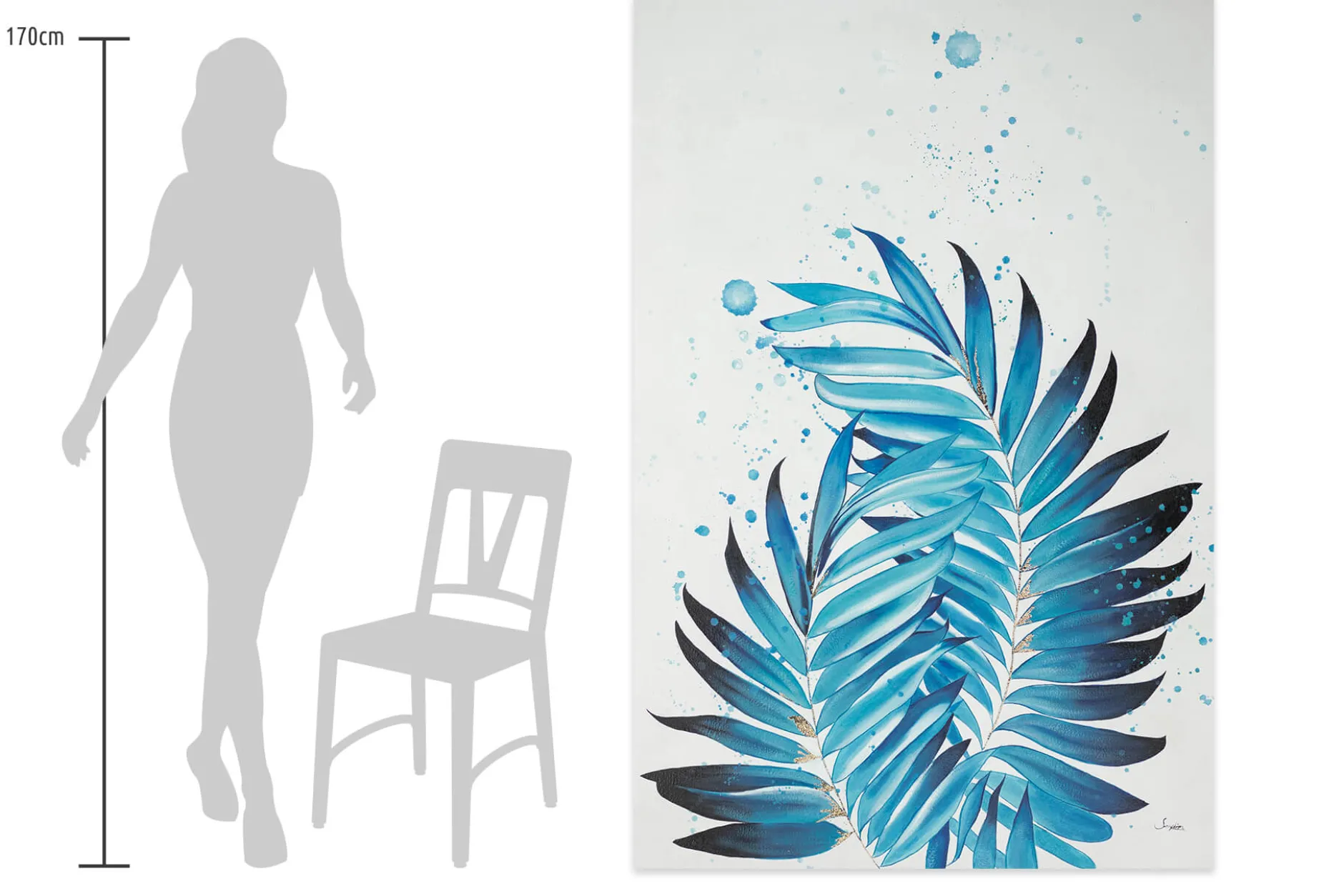 XXL Öl Gemälde 'Blauer Blättertanz' | Handgemaltes Unikat