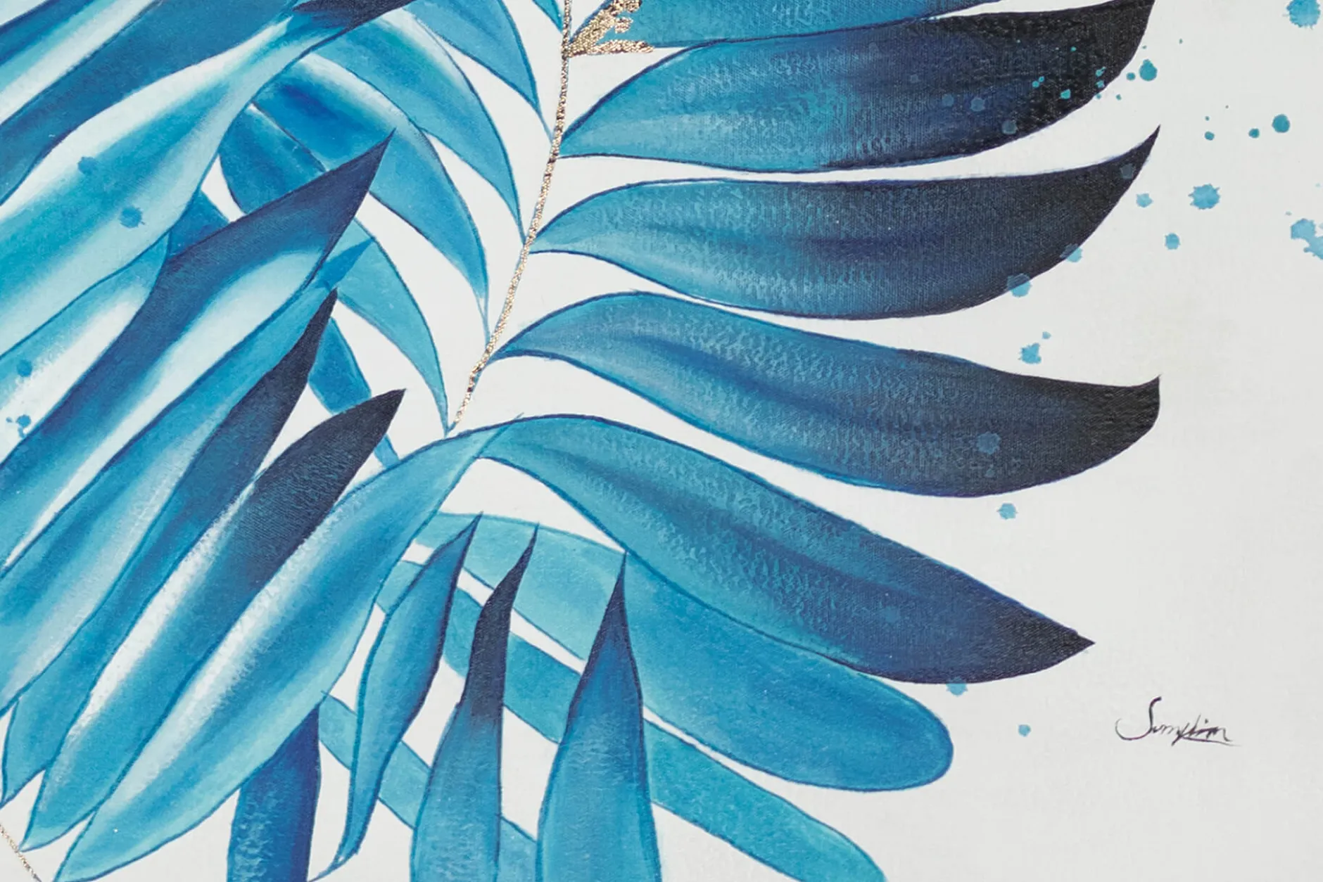 XXL Öl Gemälde 'Blauer Blättertanz' | Handgemaltes Unikat
