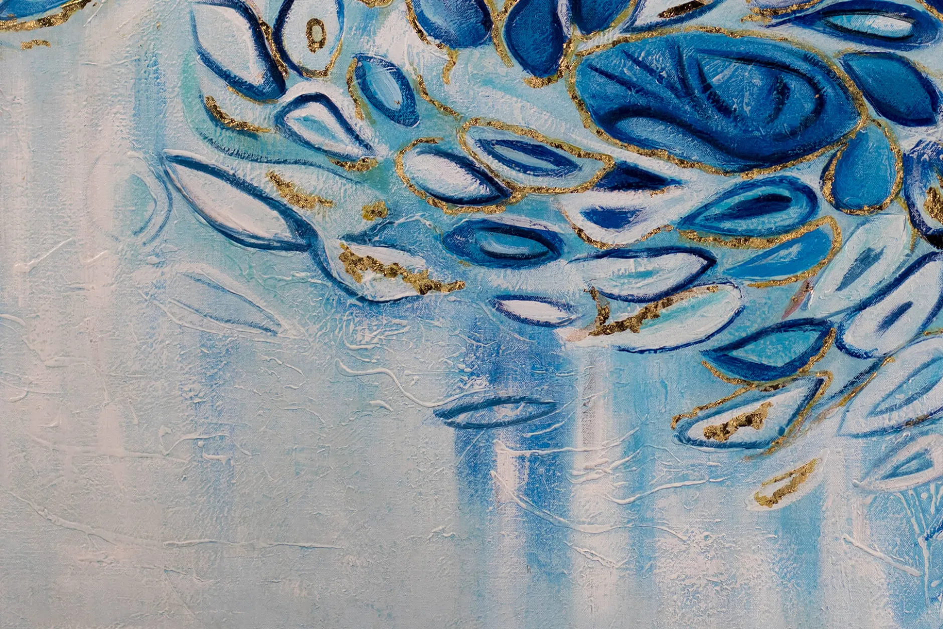 XXL Öl Gemälde 'Blauer Pfau' | Handgemaltes Unikat