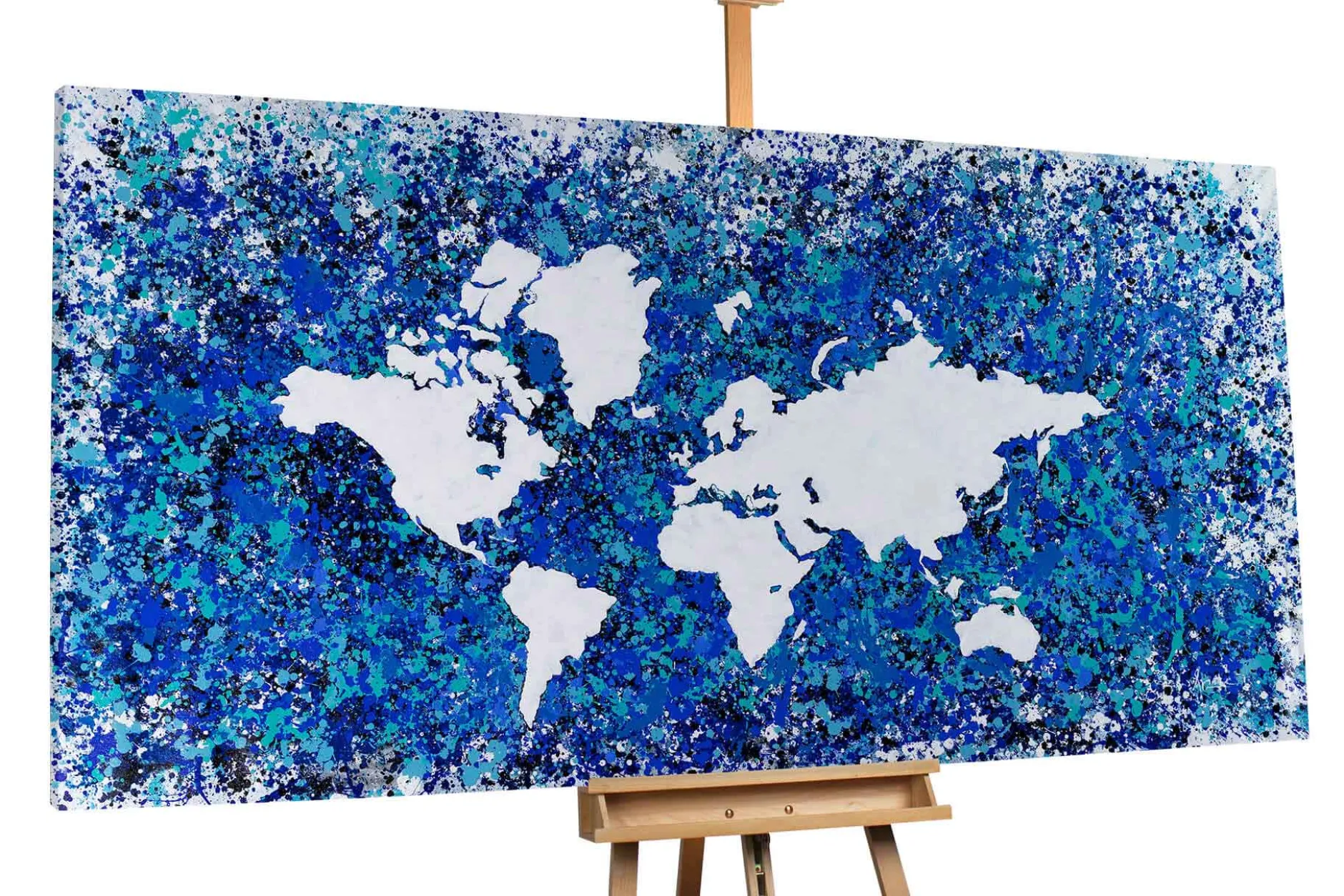 XXL Öl Gemälde 'Blauer Planet' | Handgemaltes Unikat