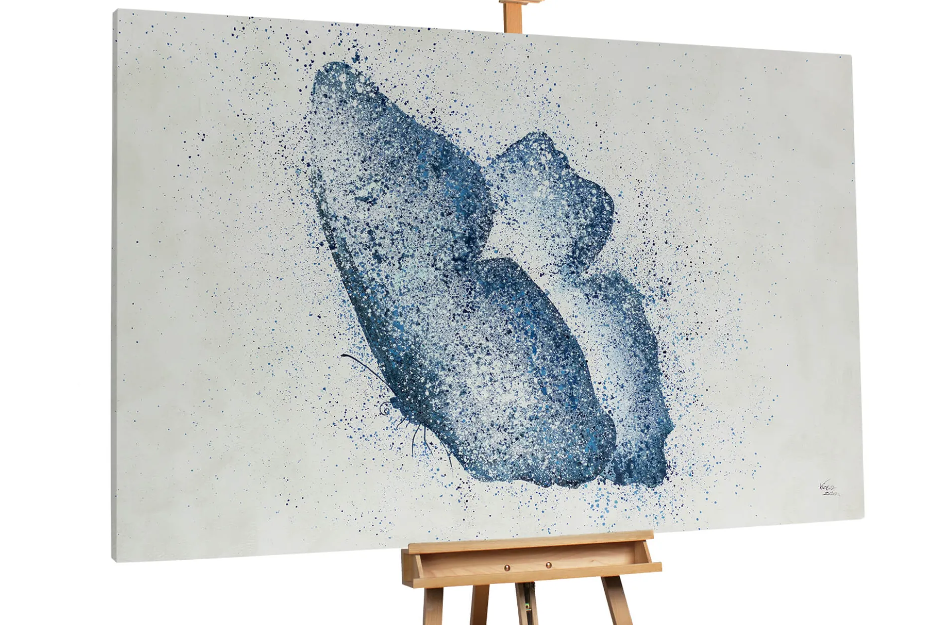XXL Öl Gemälde 'Blauer Schmetterling' | Handgemaltes Unikat