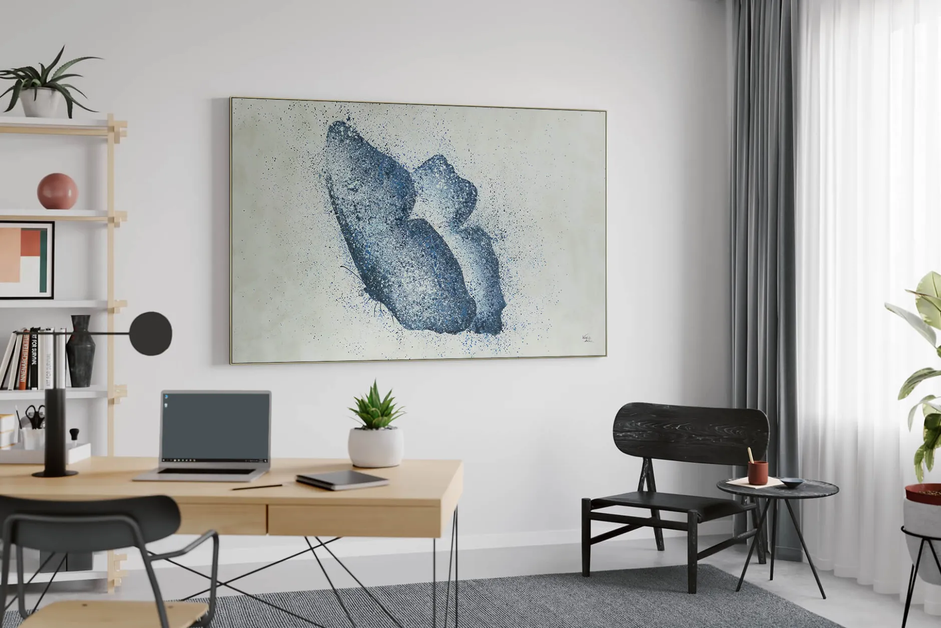XXL Öl Gemälde 'Blauer Schmetterling' | Handgemaltes Unikat