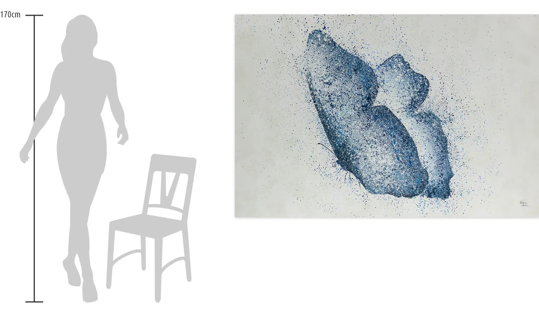 XXL Öl Gemälde 'Blauer Schmetterling' | Handgemaltes Unikat