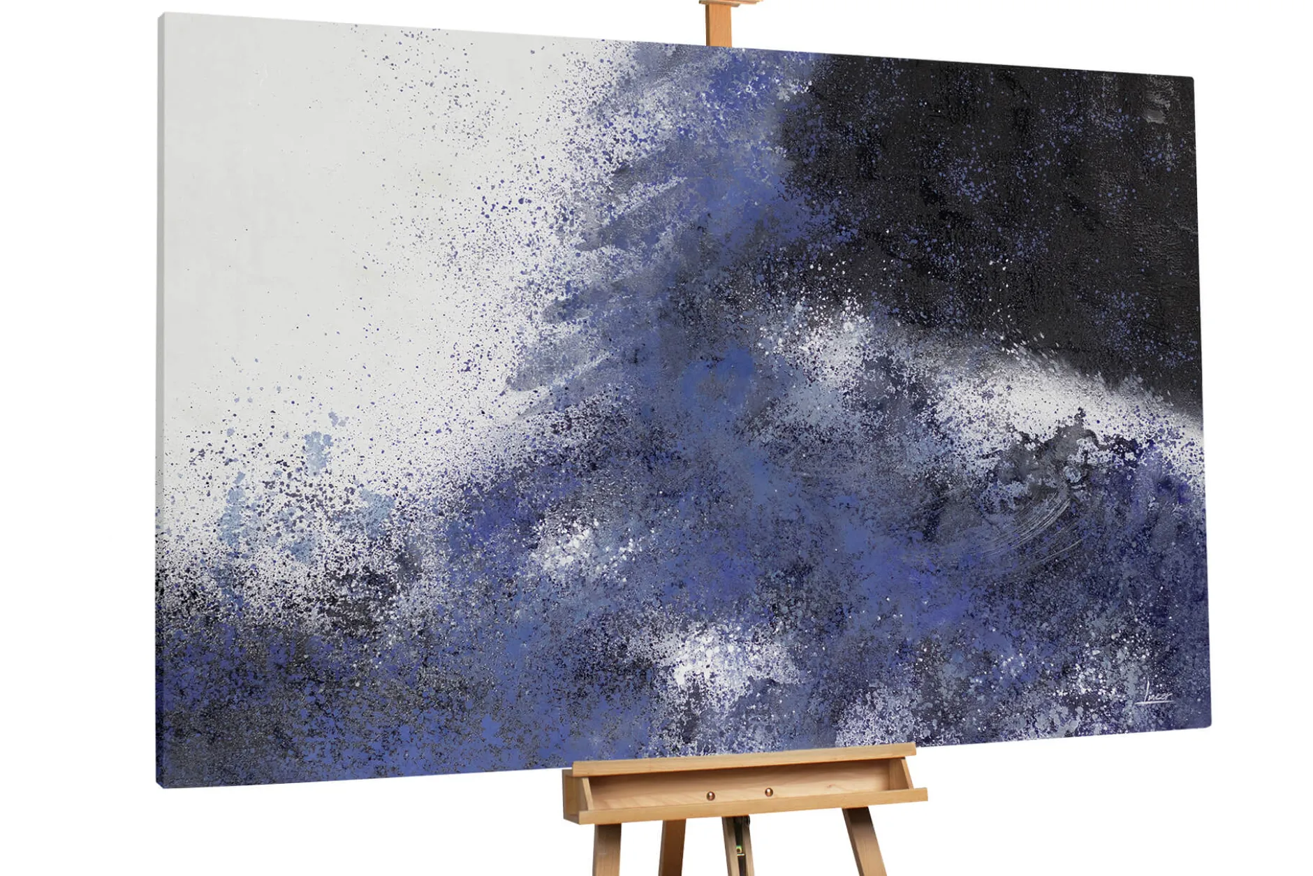 XXL Öl Gemälde 'Blauer Wellenritt' | Handgemaltes Unikat