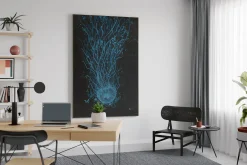 XXL Öl Gemälde 'Blaues Feuer' | Handgemaltes Unikat