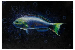 XXL Öl Gemälde 'Blaues Fischleben' | Handgemaltes Unikat