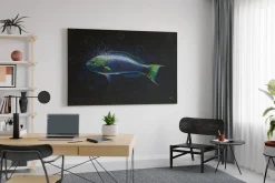 XXL Öl Gemälde 'Blaues Fischleben' | Handgemaltes Unikat