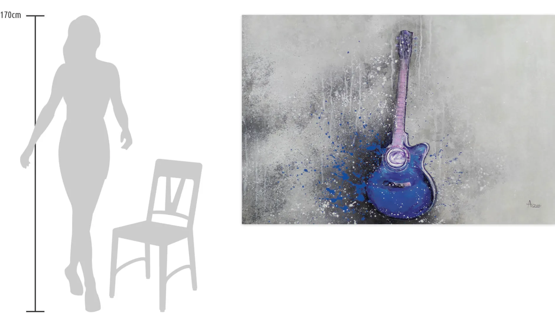 XXL Öl Gemälde 'Blaues Gitarrensolo' | Handgemaltes Unikat