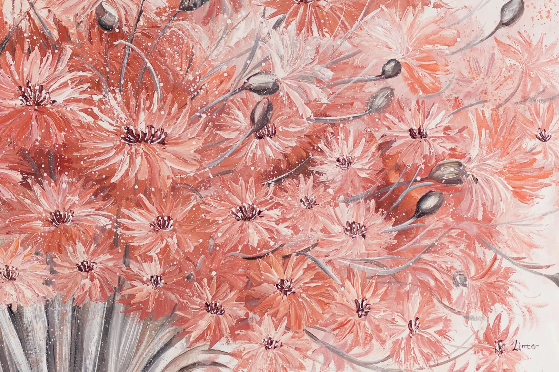 XXL Öl Gemälde 'Blühendes Rosa' | Handgemaltes Unikat
