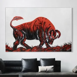 XXL Öl Gemälde 'Bloody Bull' | Handgemaltes Unikat