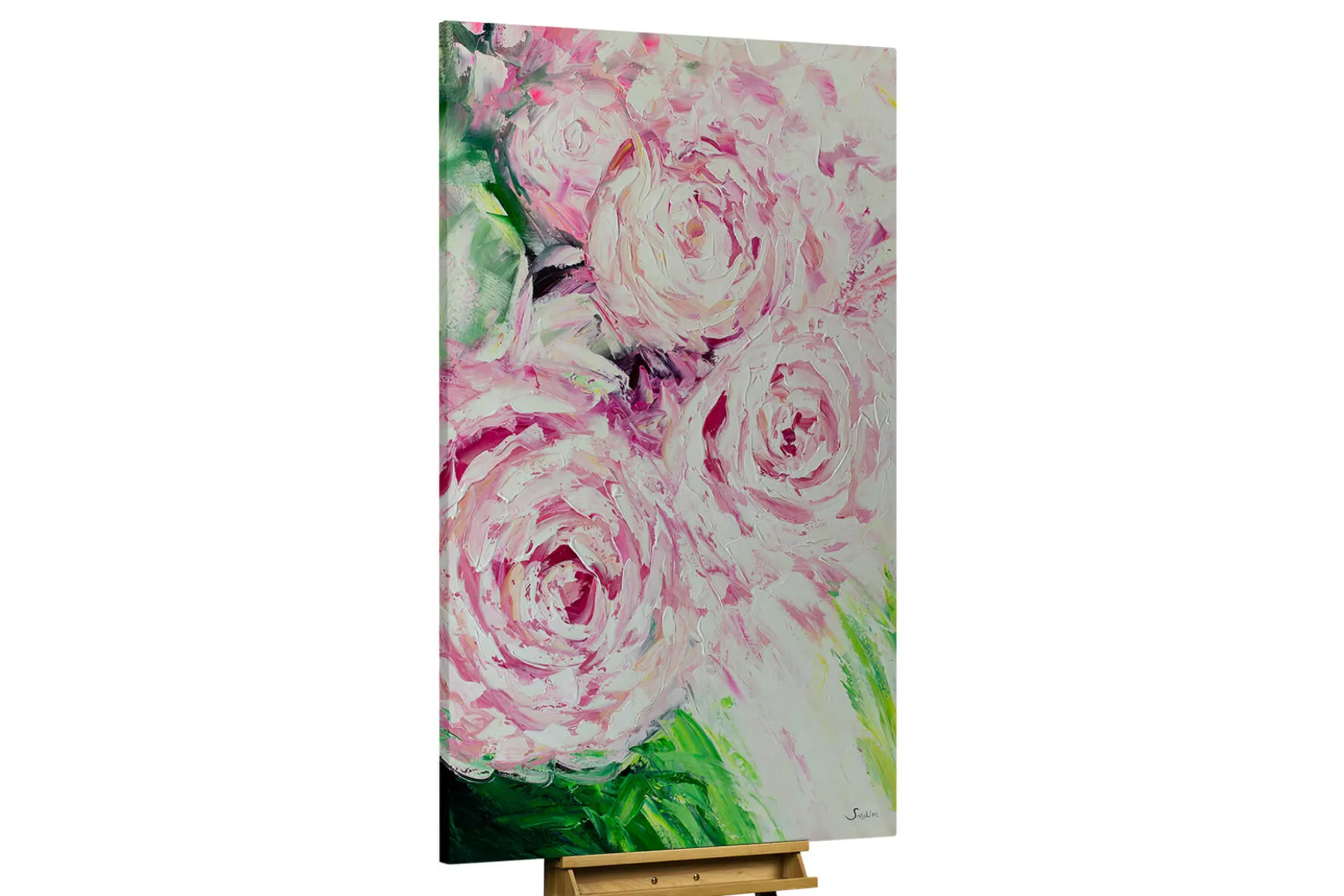 XXL Öl Gemälde 'Blossoming Rosebud' | Handgemaltes Unikat