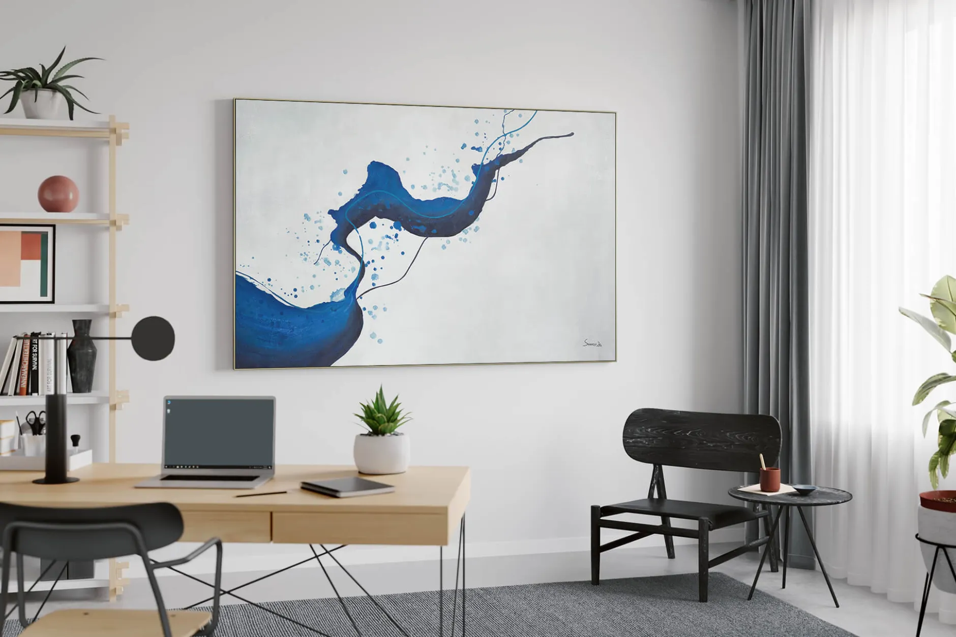 XXL Öl Gemälde 'Blue Algae' | Handgemaltes Unikat