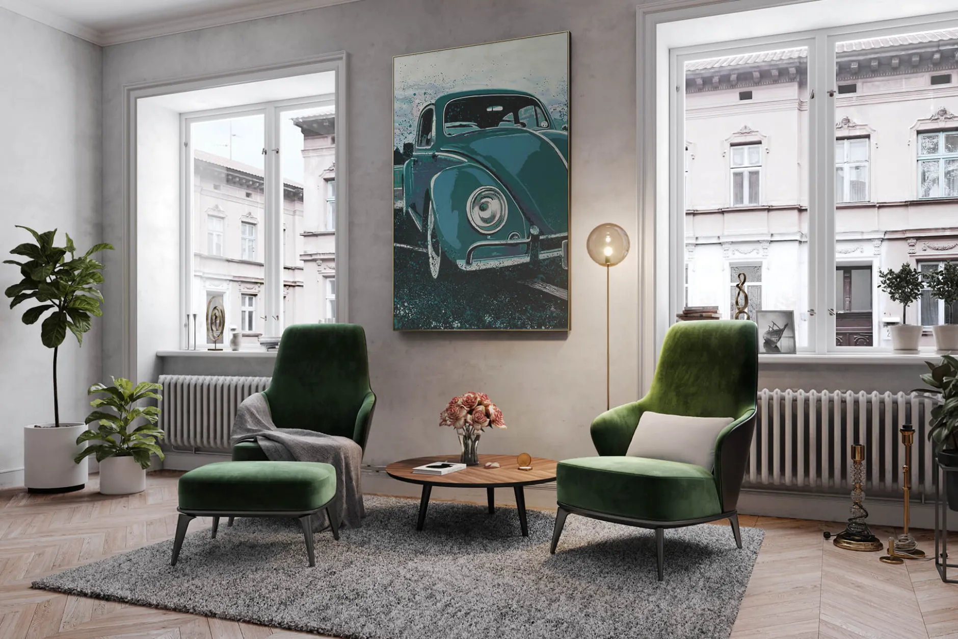 XXL Öl Gemälde 'Blue Beetle' | Handgemaltes Unikat