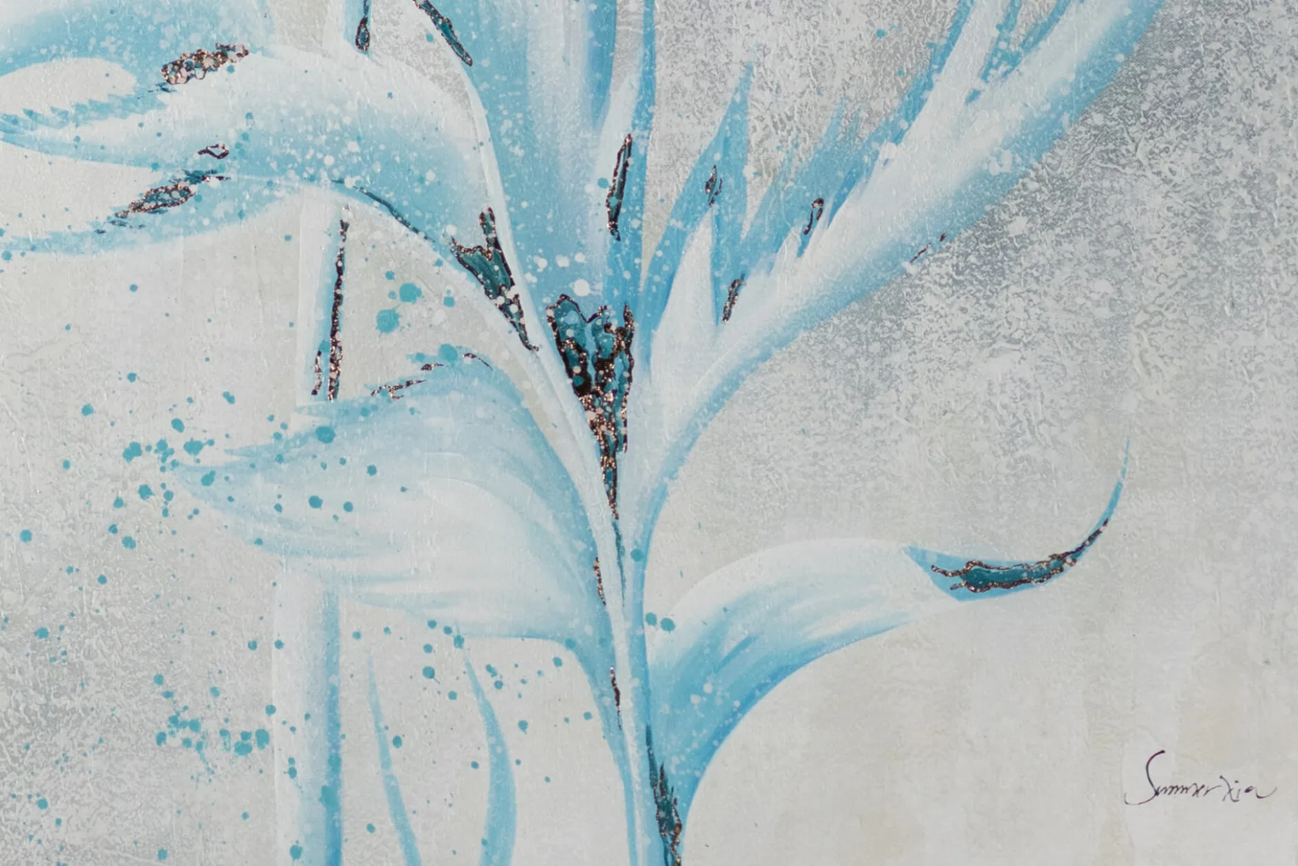 XXL Öl Gemälde 'Blue Blossom' | Handgemaltes Unikat