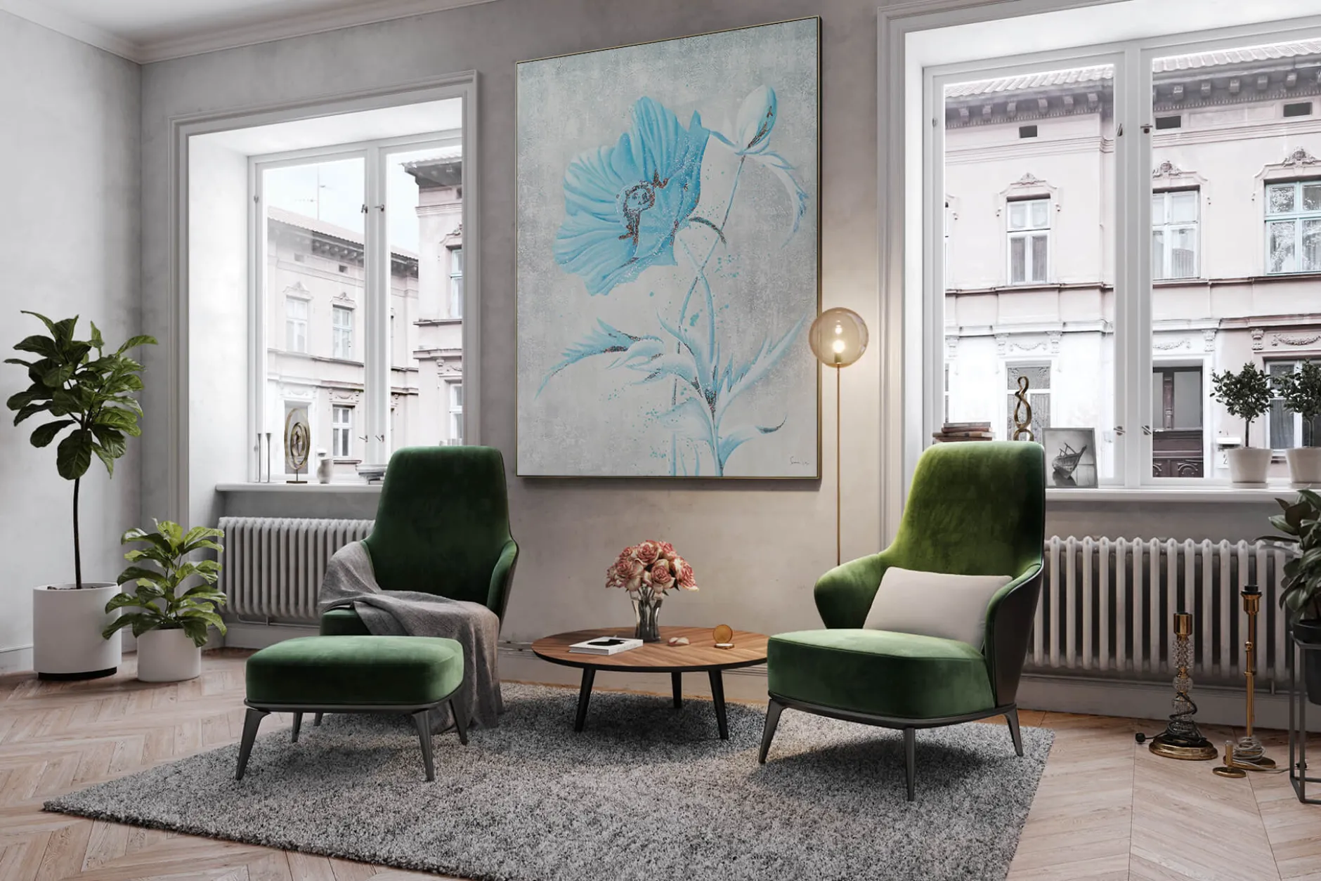 XXL Öl Gemälde 'Blue Blossom' | Handgemaltes Unikat