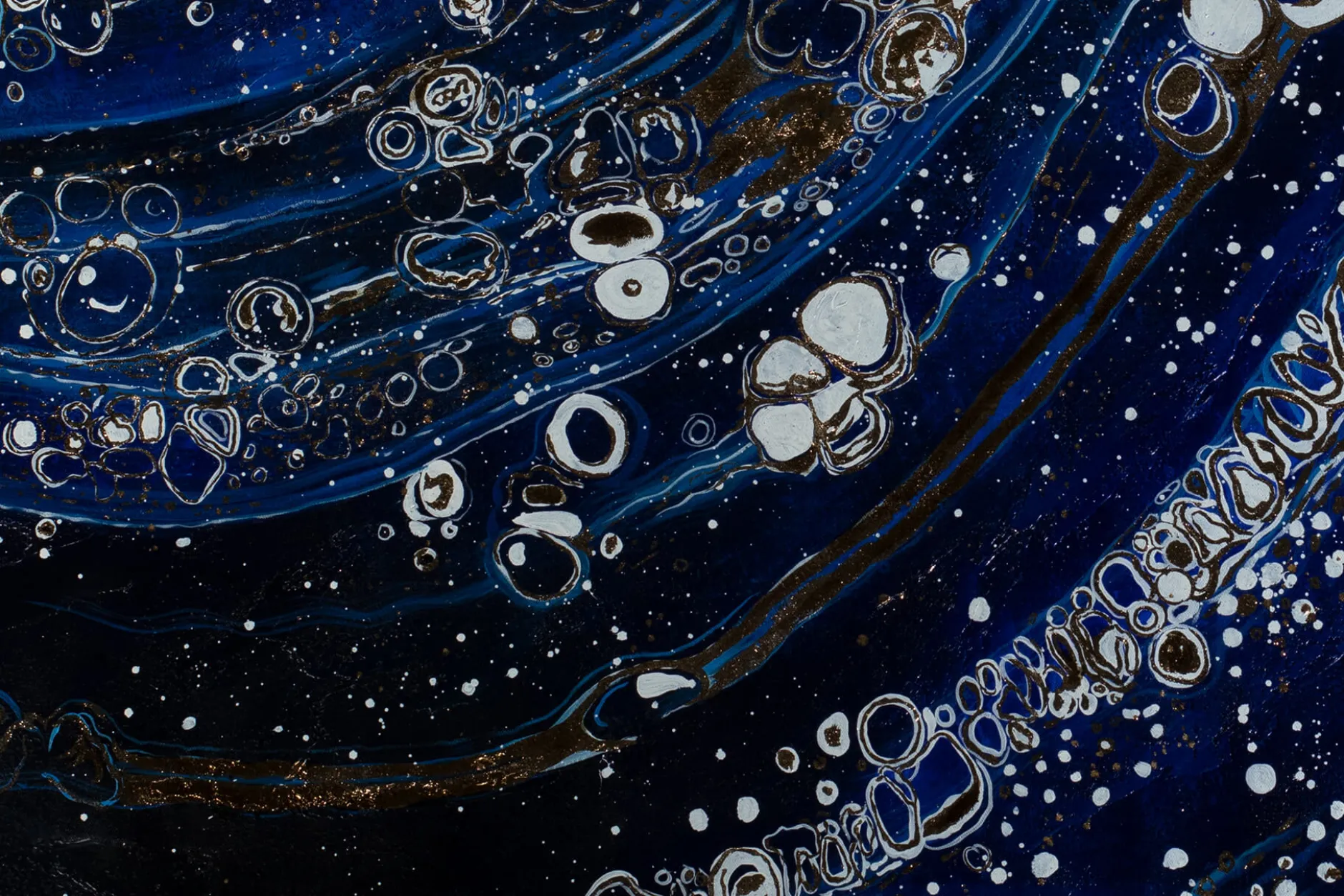 XXL Öl Gemälde 'Blue Bubbles' | Handgemaltes Unikat
