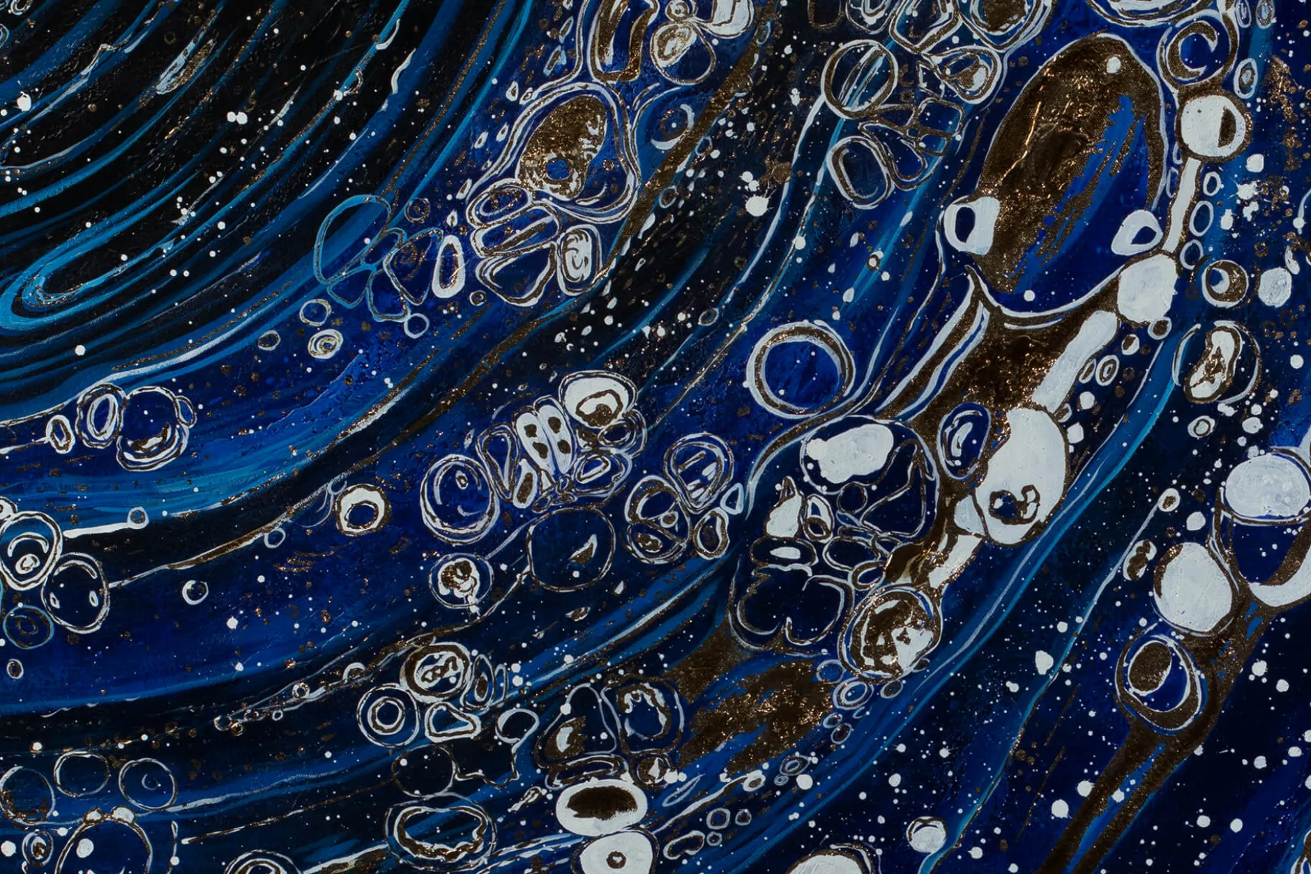 XXL Öl Gemälde 'Blue Bubbles' | Handgemaltes Unikat