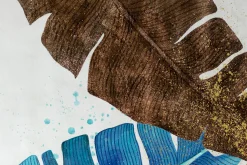 XXL Öl Gemälde 'Blue Jungle Leaves' | Handgemaltes Unikat