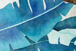 XXL Öl Gemälde 'Blue Jungle Leaves' | Handgemaltes Unikat