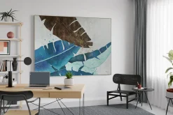 XXL Öl Gemälde 'Blue Jungle Leaves' | Handgemaltes Unikat