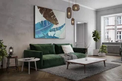 XXL Öl Gemälde 'Blue Jungle Leaves' | Handgemaltes Unikat