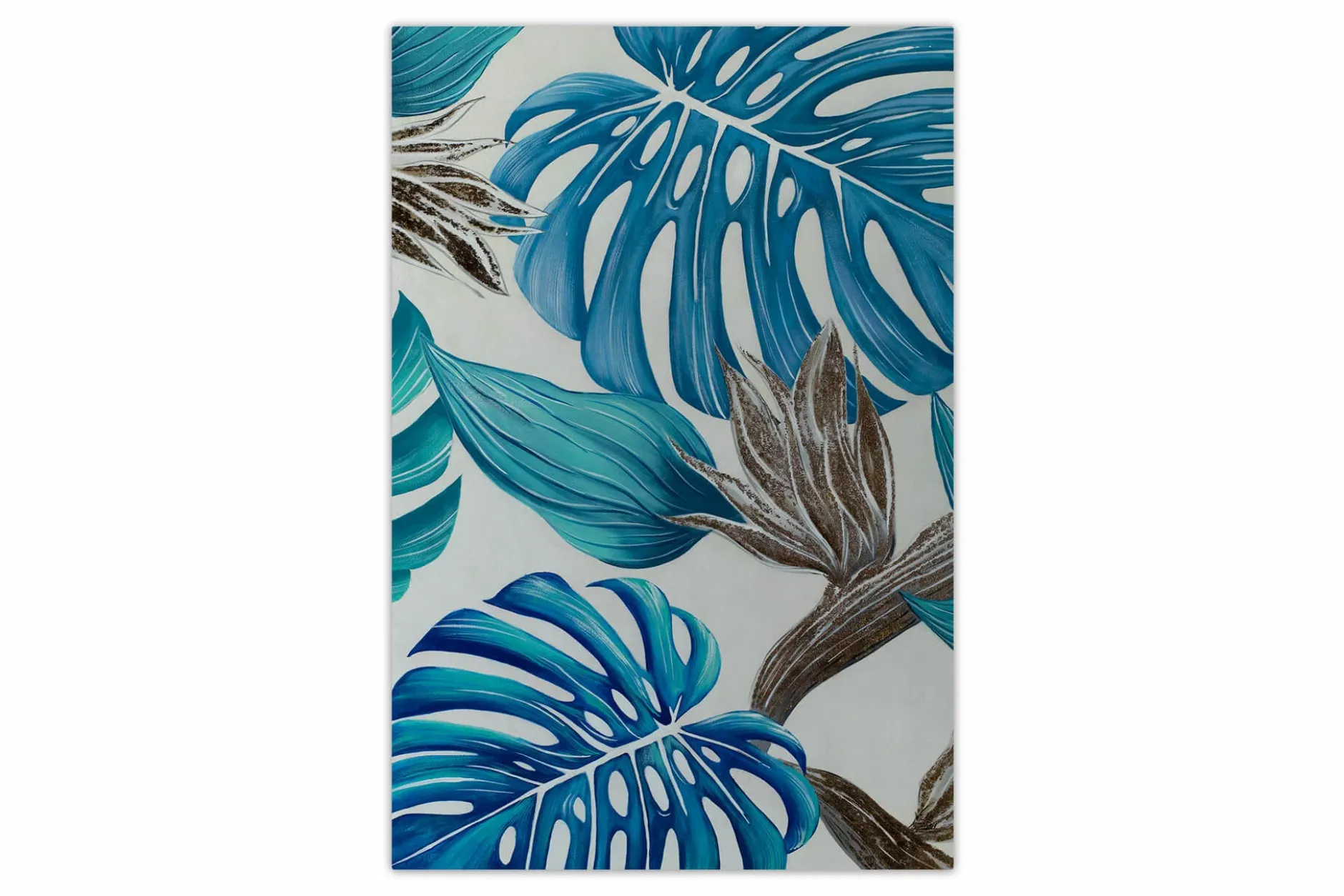 XXL Öl Gemälde 'Blue Monstera' | Handgemaltes Unikat