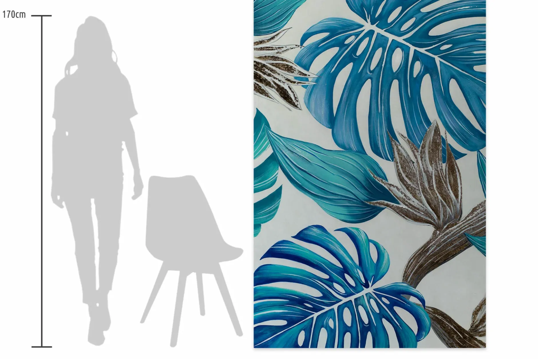 XXL Öl Gemälde 'Blue Monstera' | Handgemaltes Unikat
