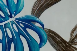 XXL Öl Gemälde 'Blue Monstera' | Handgemaltes Unikat