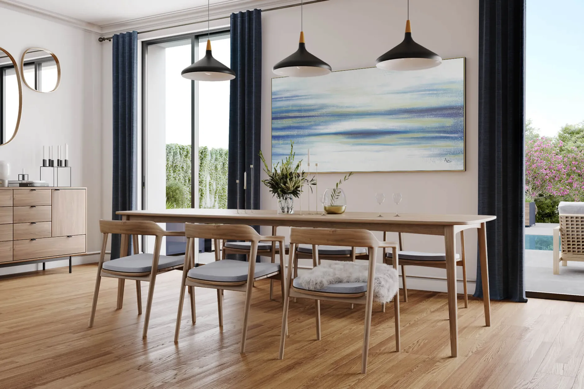 XXL Öl Gemälde 'Blue Oasis' | Handgemaltes Unikat