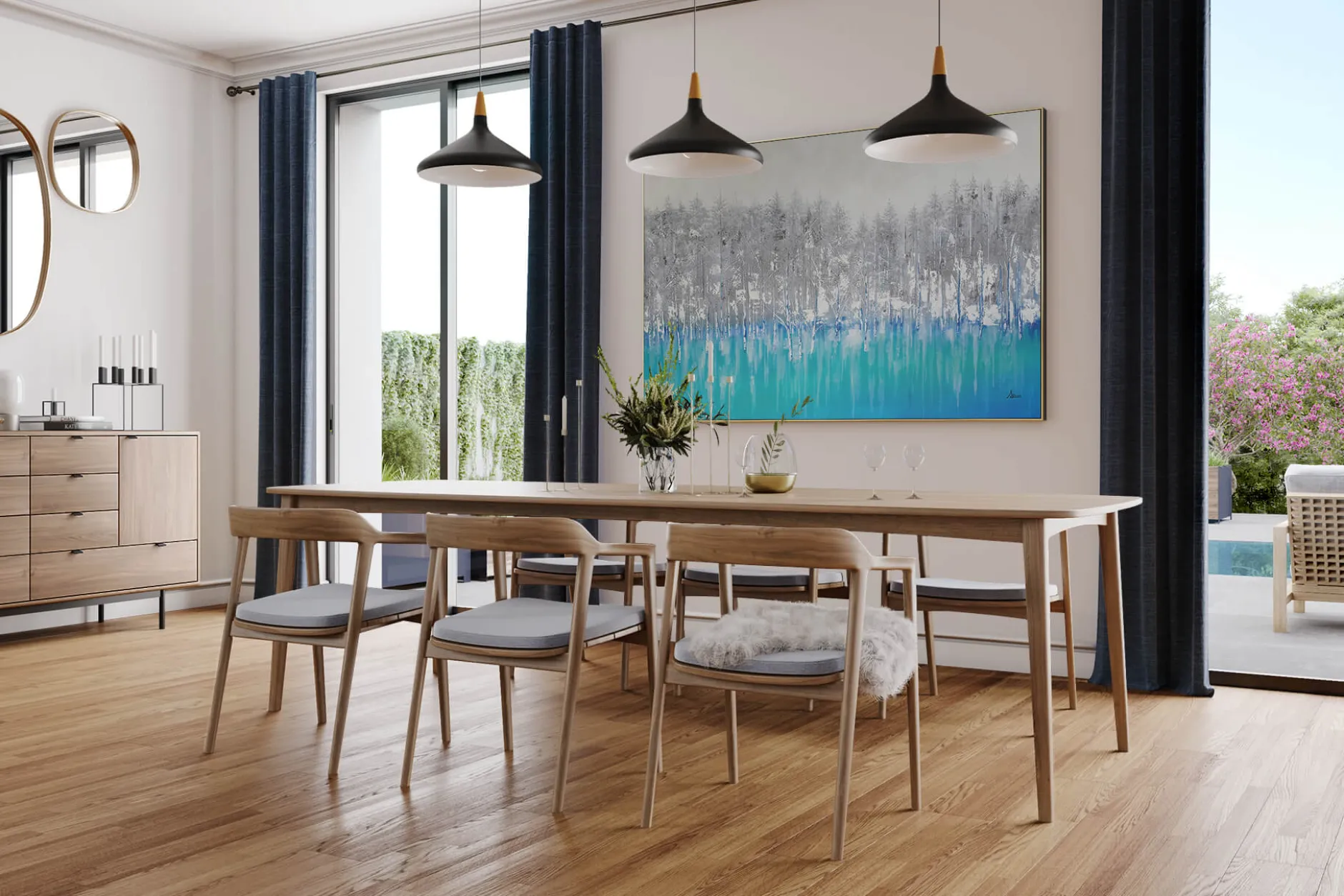 XXL Öl Gemälde 'Blue Reflection' | Handgemaltes Unikat